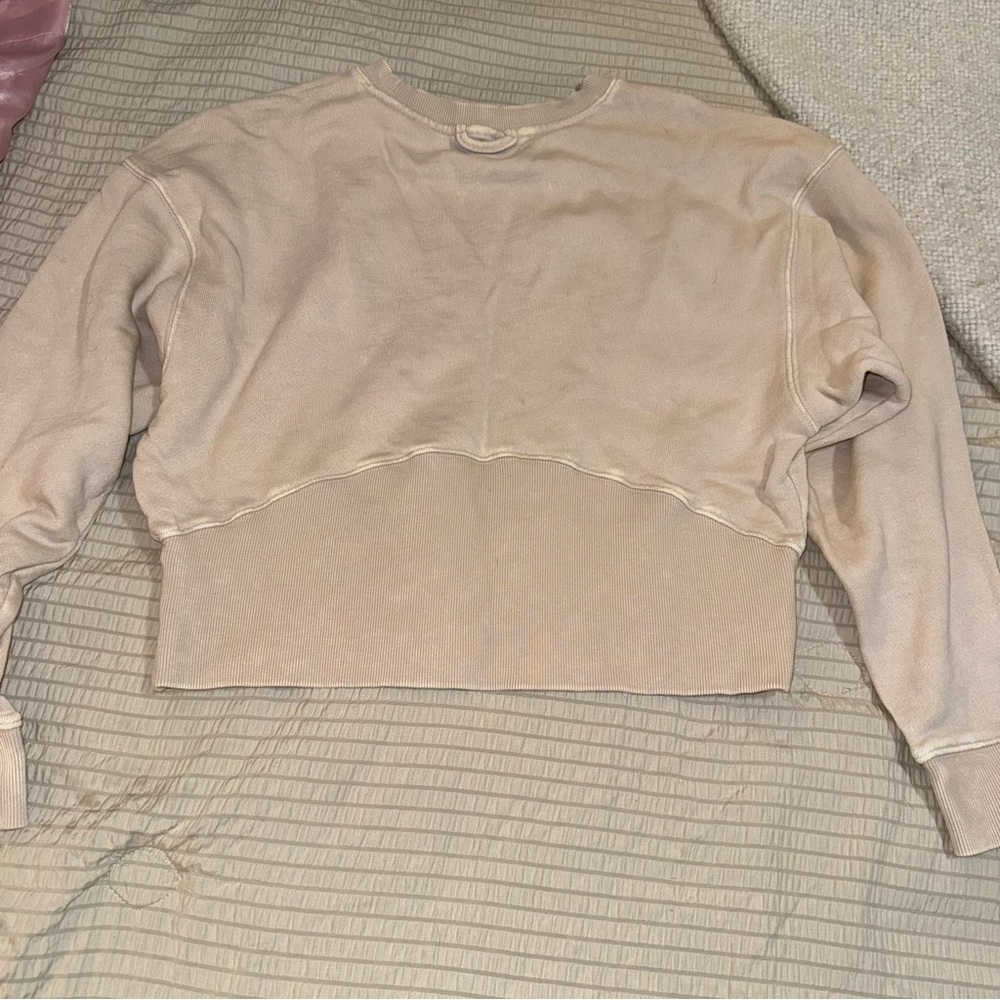Sunbleached Tan Cropped Oversized JoyLab Crew Neck Sweatshirt xsmall - Picture 3 of 4